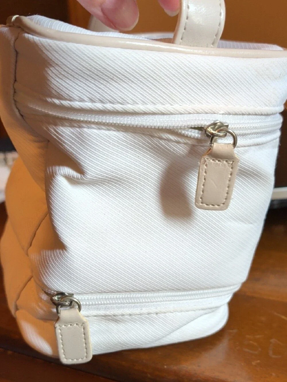 Dior Beauty White Woman's Small Toiletry Pouch with Metal Logo